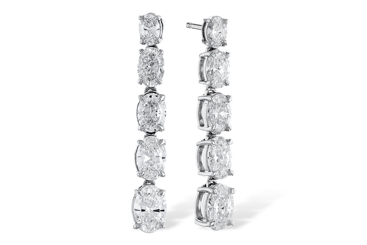 E310-70570: EARRINGS 1.90 TW OVAL DIAMONDS